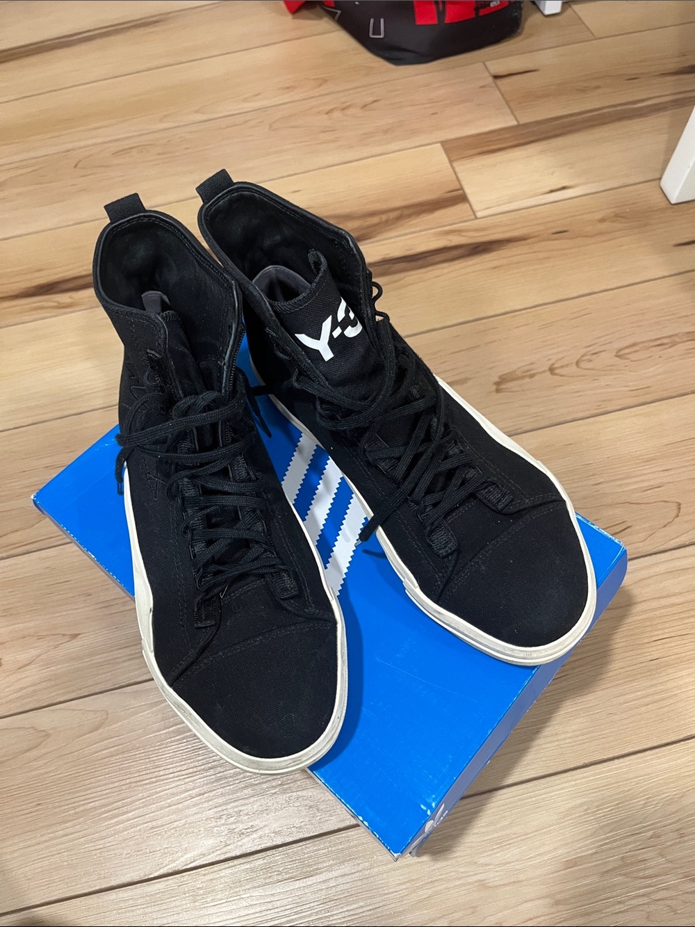 Y-3 Black High-Top Sneakers with Off-White Sole (used)